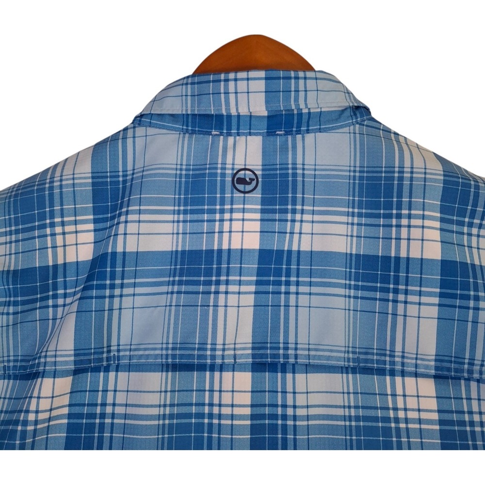 Vineyard Vines On The Go Performance Shirt Men's L Blue Plaid Brrr Button Down - Picture 8 of 9